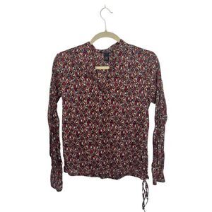 Lucky Brand Floral Cotton Peasant Blouse S